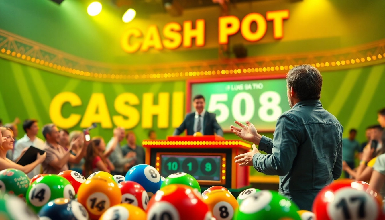 Experience the thrill of cash pot as players engage with colorful lottery balls in an exciting game setting.