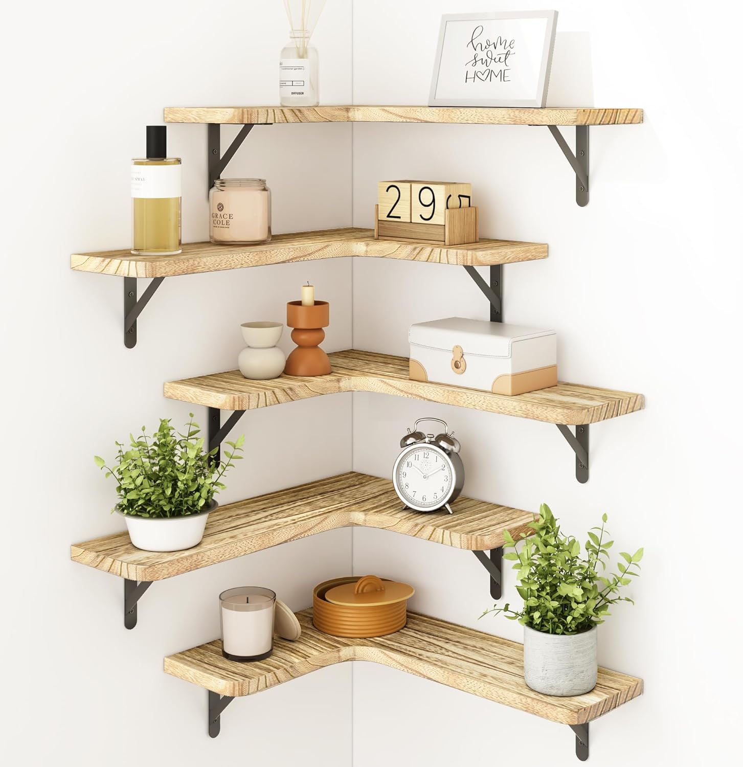 Wooden shelves